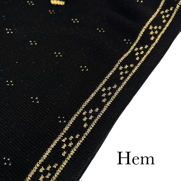 JJ Browne Sweater L Knit Florall Gold Lame Vintage - Picture 4 of 6